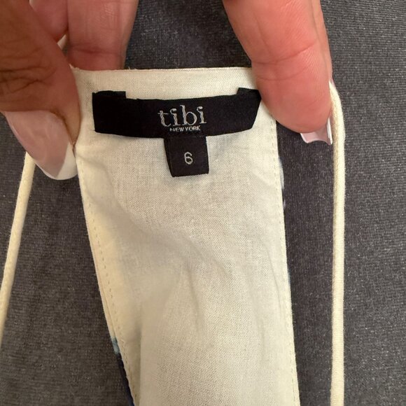 Tibi New York Silk Linen Blend Top Abstract Print Spaghetti Straps Racerback Siz - Picture 4 of 6